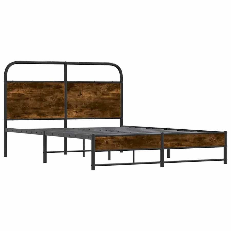 Cadre de lit sans matelas 120x200 cm chêne fumé bois ingénierie - 4