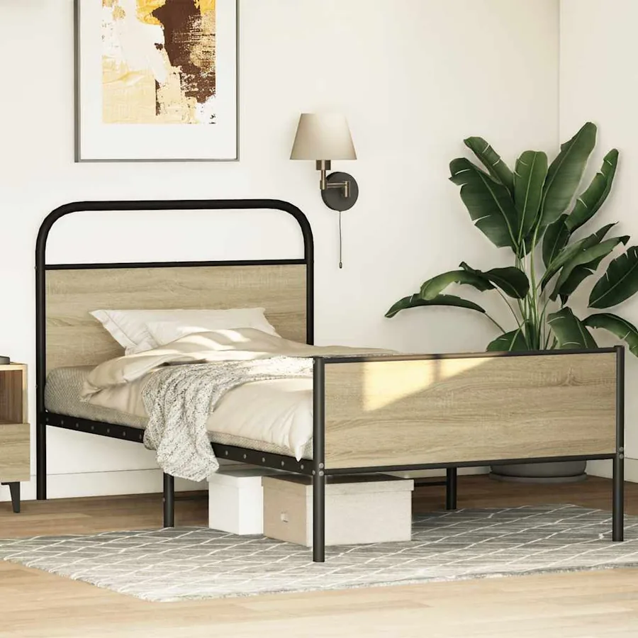 Cadre de lit sans matelas 100x200 cm chêne sonoma - 4