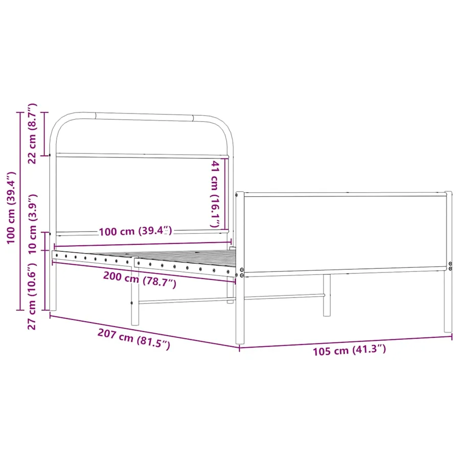 Cadre de lit sans matelas 100x200 cm chêne sonoma - 9