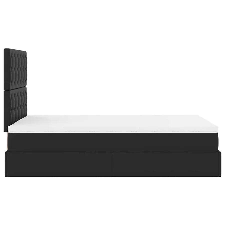Cadre de lit ottoman avec matelas noir 120x190 cm similicuir - 10