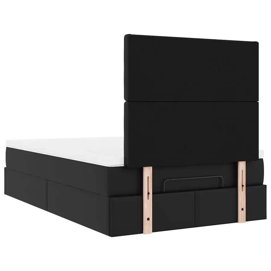 Cadre de lit ottoman avec matelas noir 120x190 cm similicuir - 11