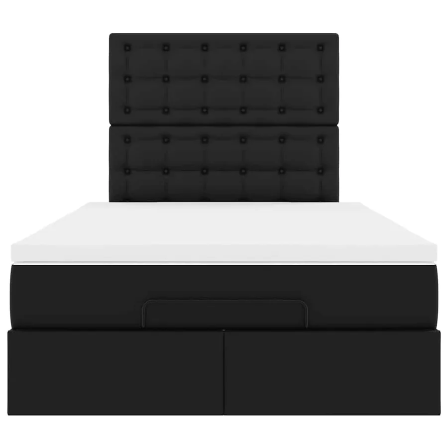 Cadre de lit ottoman avec matelas noir 120x190 cm similicuir - 7