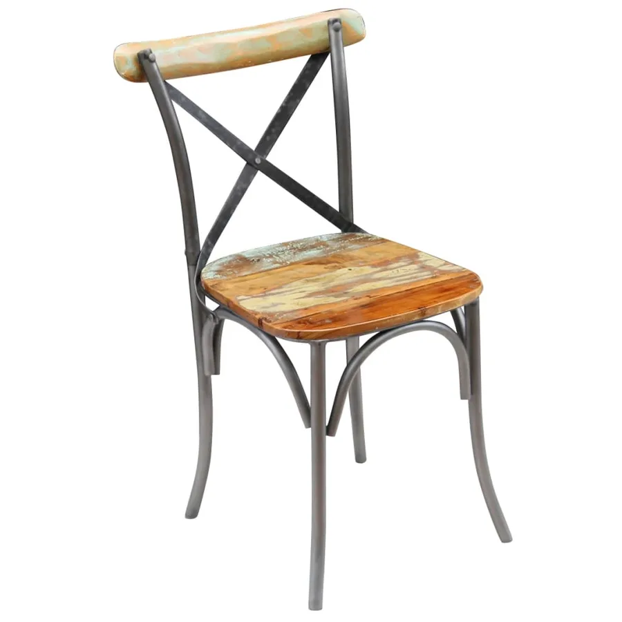 Chaises à manger lot de 2 bois de récupération solide - 5