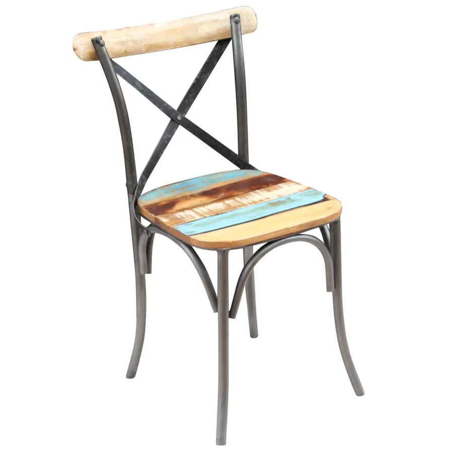 Chaises à manger lot de 2 bois de récupération solide - 6