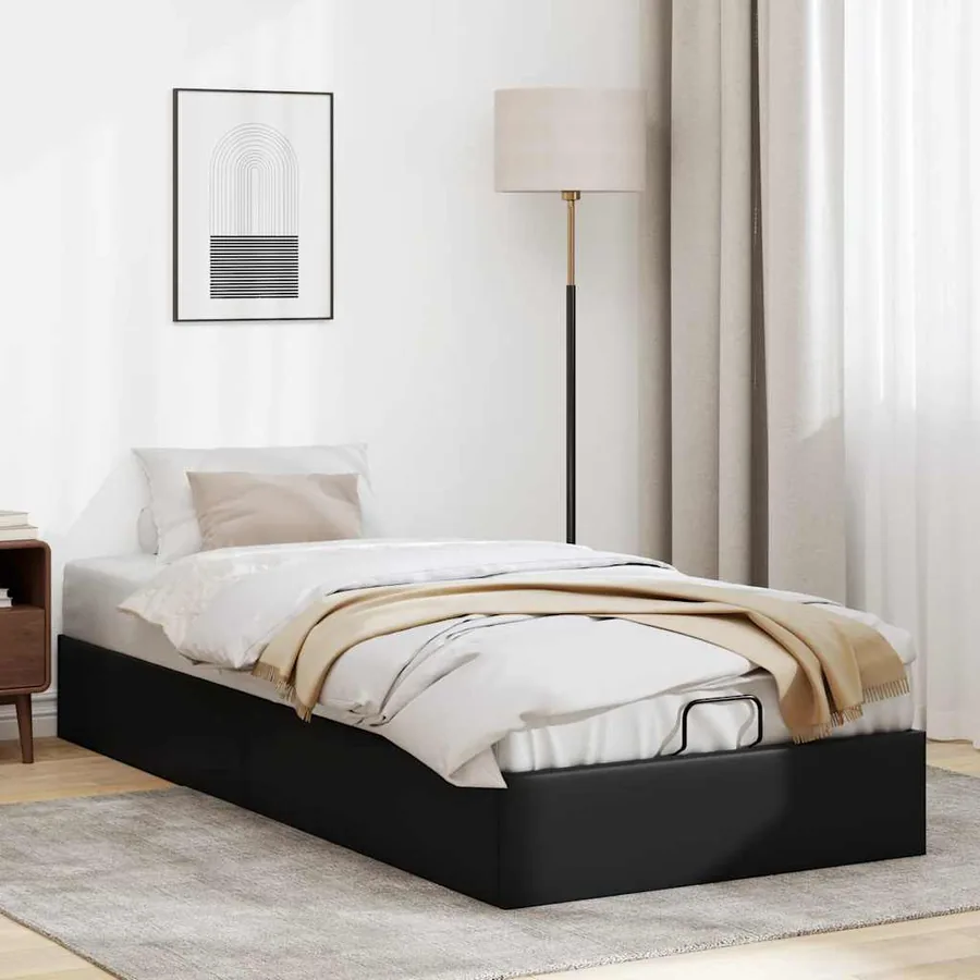 Cadre de lit ottoman sans matelas noir 80x200 cm similicuir - 3