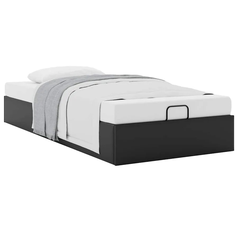 Cadre de lit ottoman sans matelas noir 80x200 cm similicuir - 4