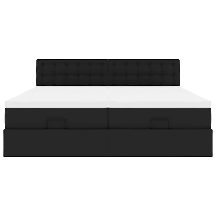 Lit ottoman avec matelas & LED Noir 160x200cm similicuir - 8