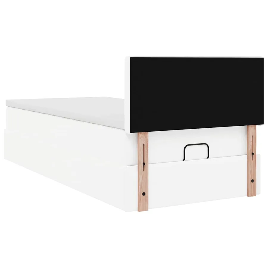 Lit ottoman avec matelas blanc 100x200 cm similicuir - 11