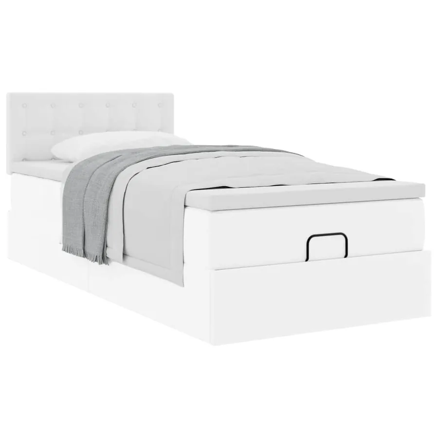 Lit ottoman avec matelas blanc 100x200 cm similicuir - 5