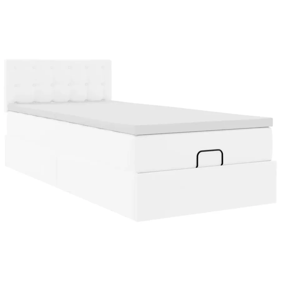 Lit ottoman avec matelas blanc 100x200 cm similicuir - 6