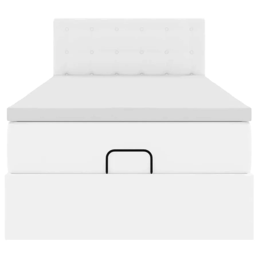 Lit ottoman avec matelas blanc 100x200 cm similicuir - 7