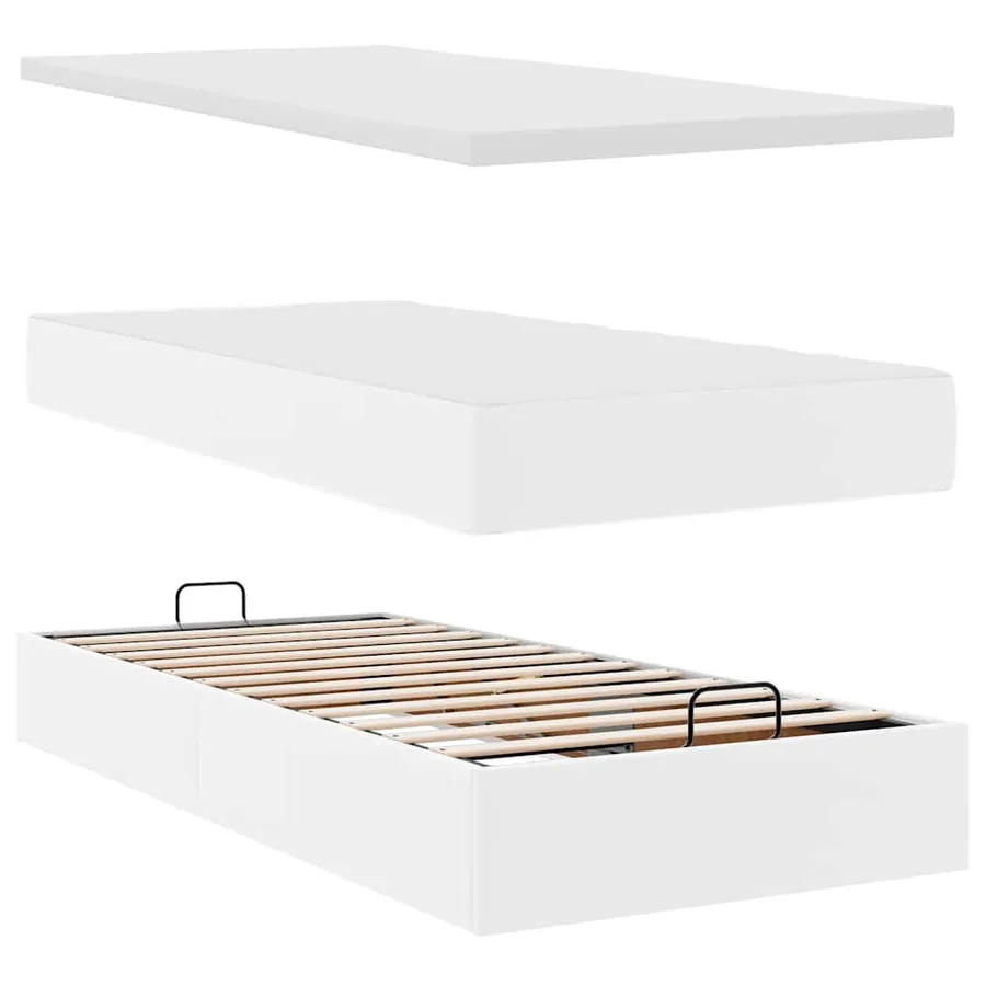 Lit ottoman avec matelas blanc 100x200 cm similicuir - 8
