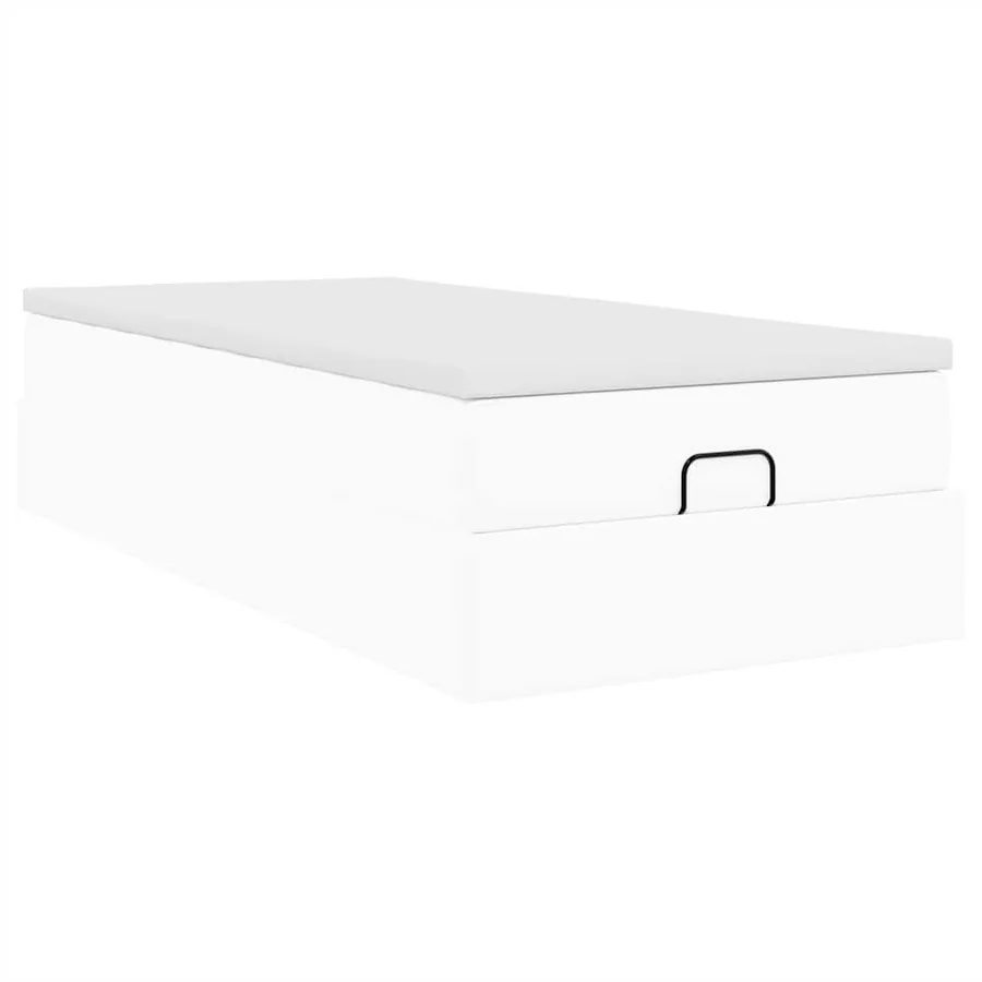 Cadre de lit ottoman avec matelas blanc 100x200 cm similicuir - 10