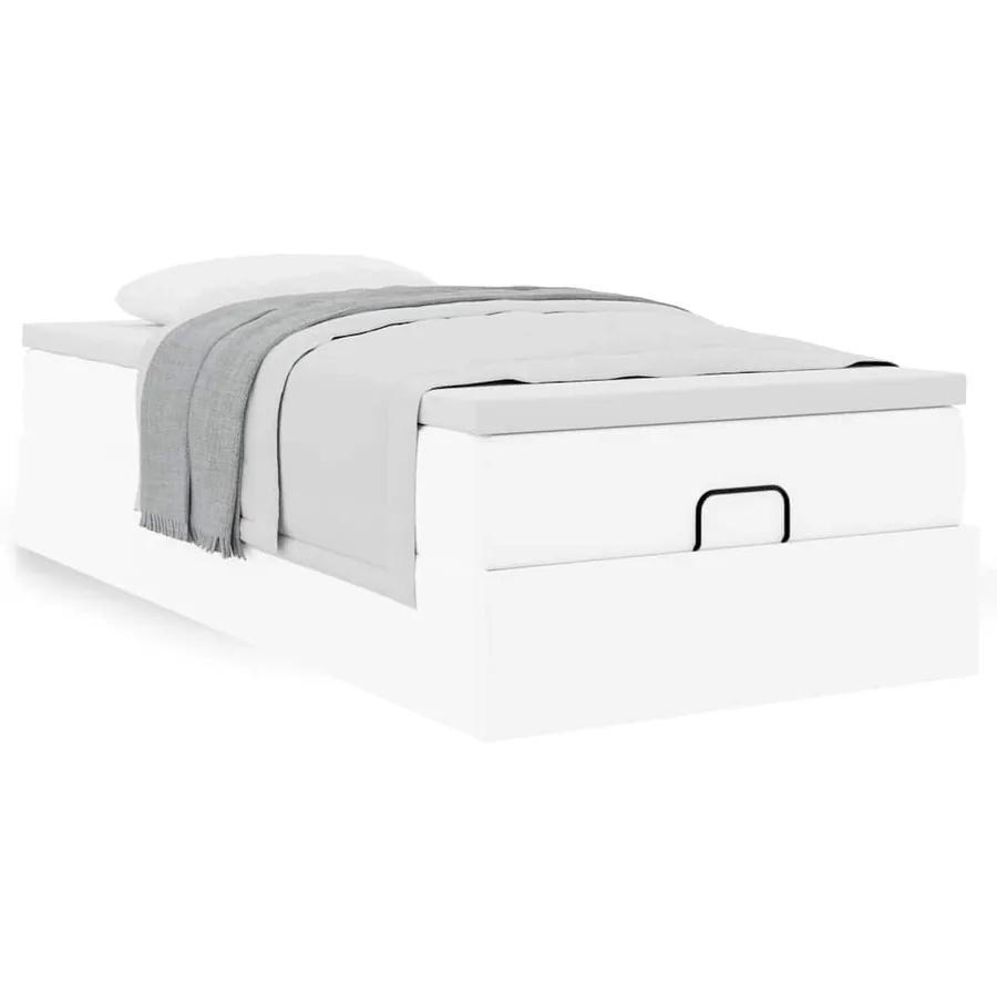 Cadre de lit ottoman avec matelas blanc 100x200 cm similicuir - 4