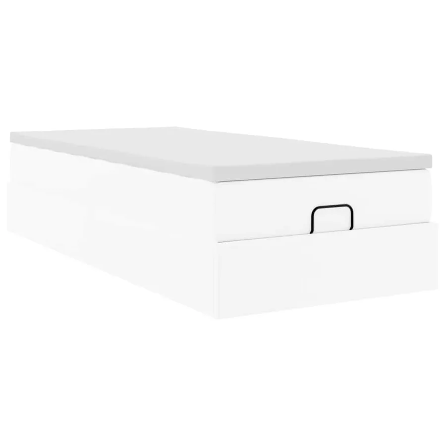Cadre de lit ottoman avec matelas blanc 100x200 cm similicuir - 6
