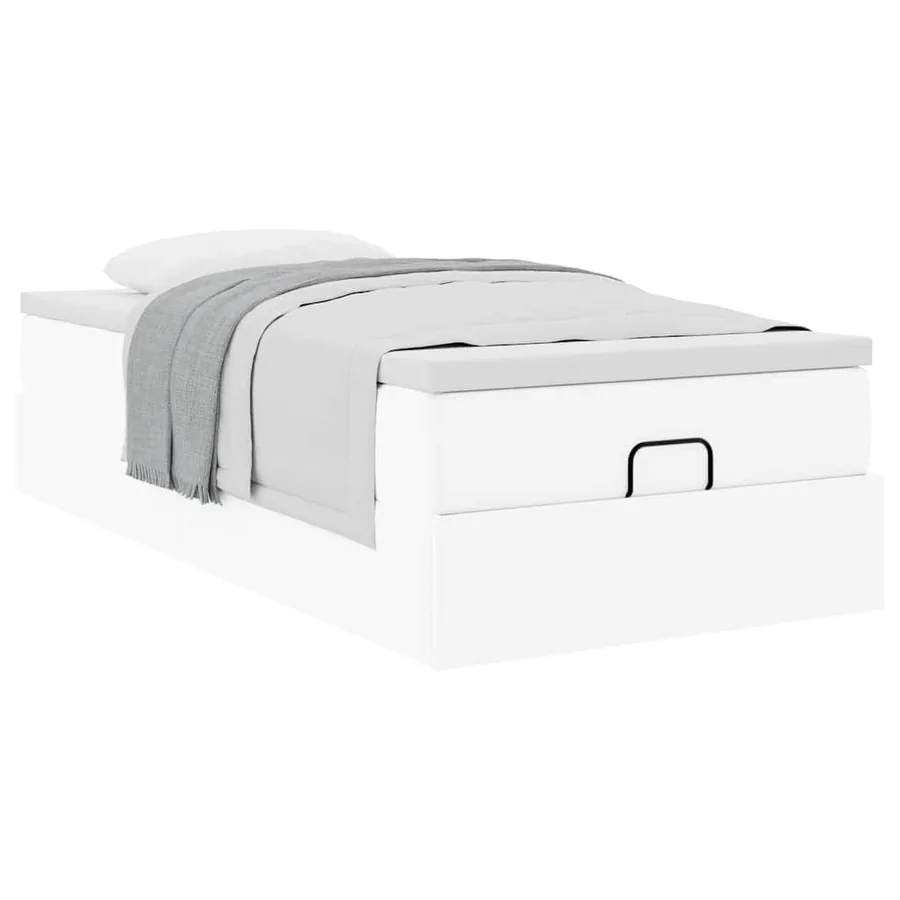 Cadre de lit ottoman avec matelas blanc 90x200 cm similicuir - 5
