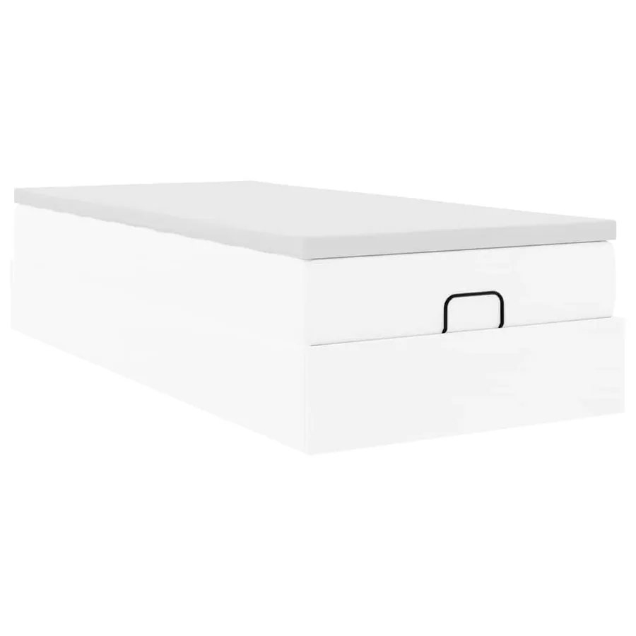Cadre de lit ottoman avec matelas blanc 90x200 cm similicuir - 6