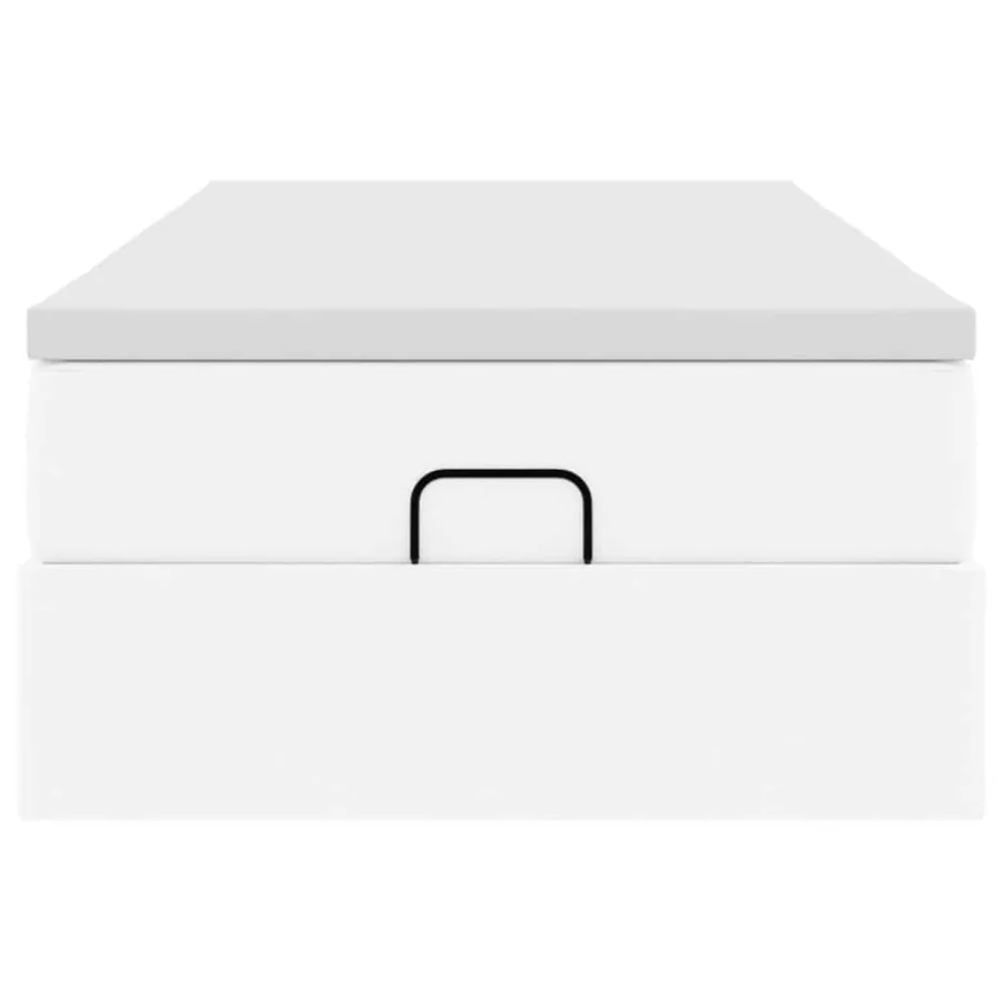 Cadre de lit ottoman avec matelas blanc 90x200 cm similicuir - 7