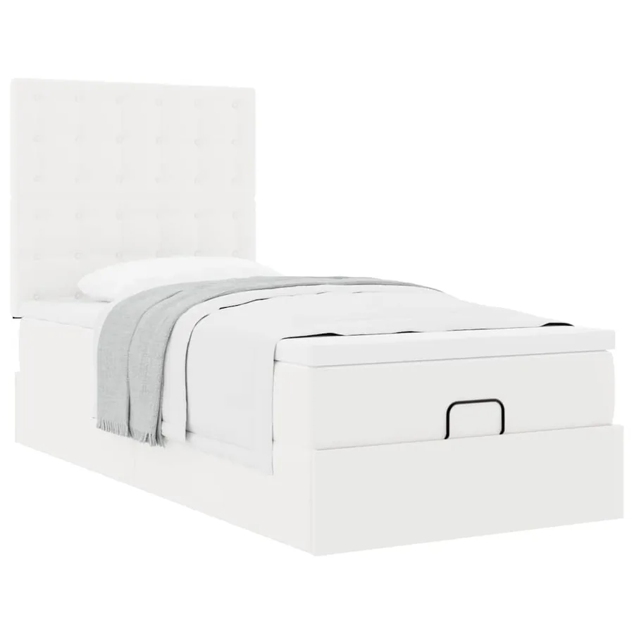 Lit ottoman avec matelas blanc 100x200 cm similicuir - 4