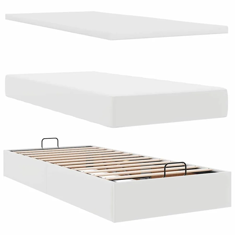 Lit ottoman avec matelas blanc 100x200 cm similicuir - 8
