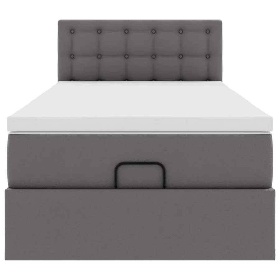 Cadre de lit ottoman avec matelas gris 90x190 cm similicuir - 8