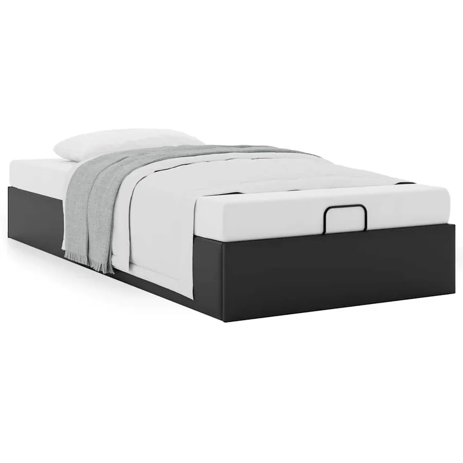 Cadre de lit ottoman sans matelas noir 90x190 cm similicuir - 4