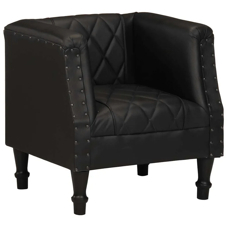 Chaise cabriolet Noir Cuir véritable de chèvre