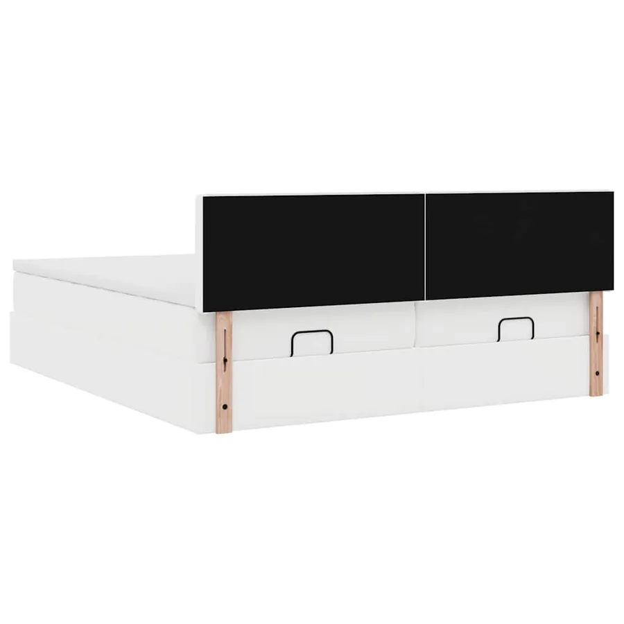 Cadre de lit ottoman avec matelas blanc 160x200 cm similicuir - 11