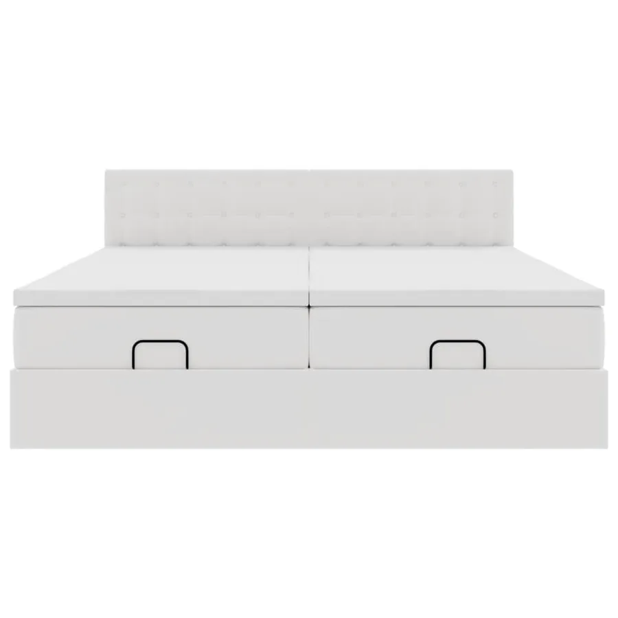 Cadre de lit ottoman avec matelas blanc 160x200 cm similicuir - 7