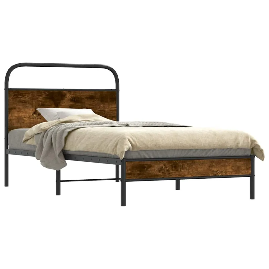 Cadre de lit sans matelas 100x200 cm chêne fumé bois ingénierie - 2
