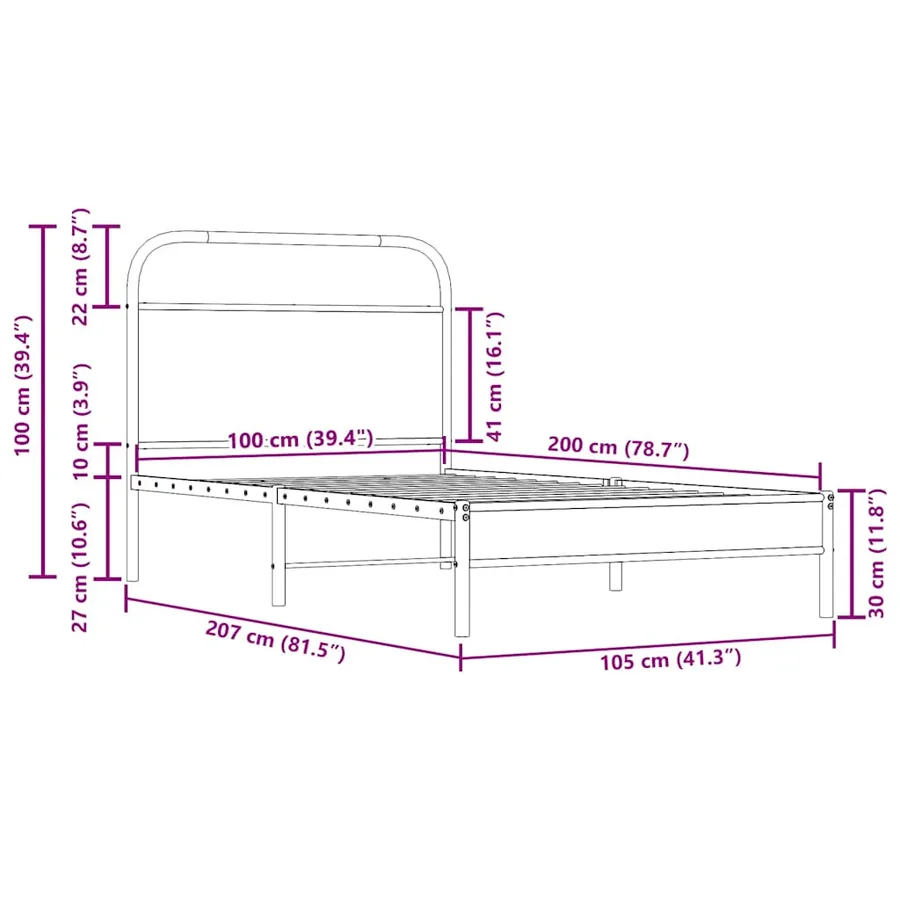 Cadre de lit sans matelas 100x200 cm chêne fumé bois ingénierie - 9