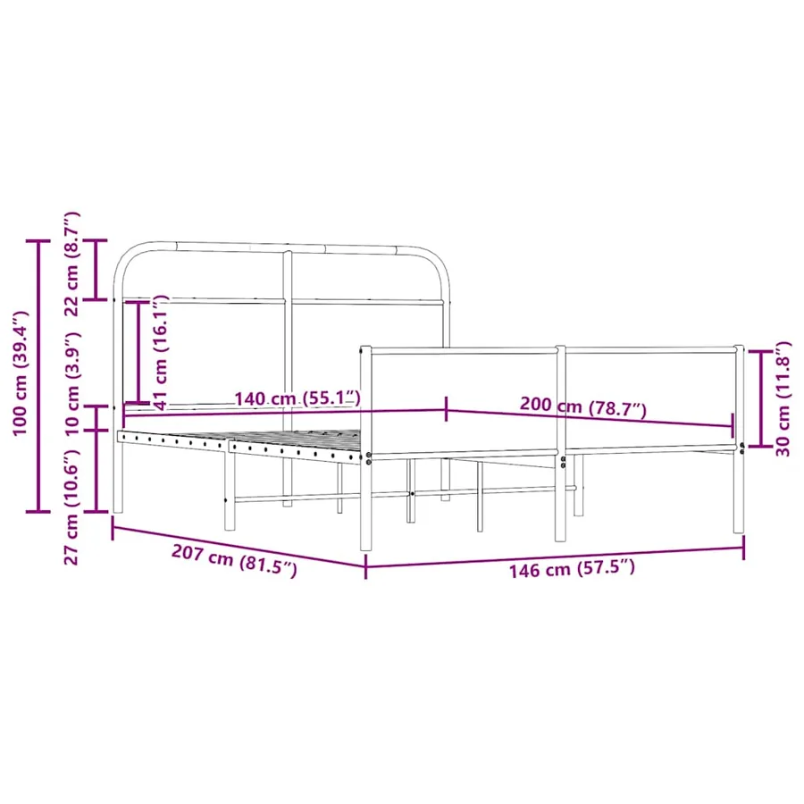 Cadre de lit sans matelas 140x200 cm chêne sonoma - 9