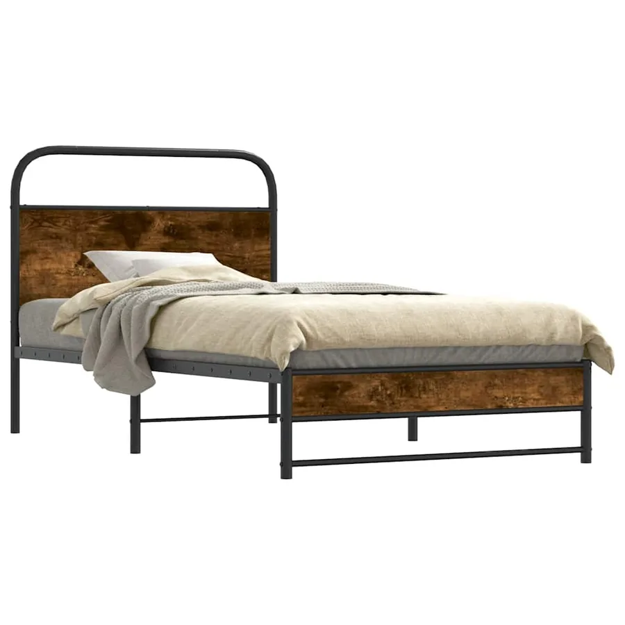 Cadre de lit sans matelas 107x203 cm chêne fumé bois ingénierie