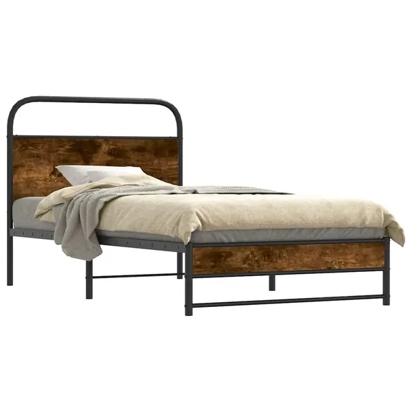 Cadre de lit sans matelas 107x203 cm chêne fumé bois ingénierie