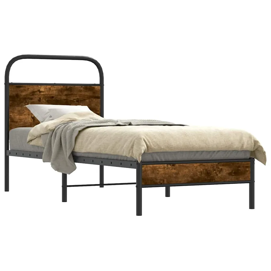 Cadre de lit sans matelas 80x200cm chêne fumé bois d'ingénierie - 2