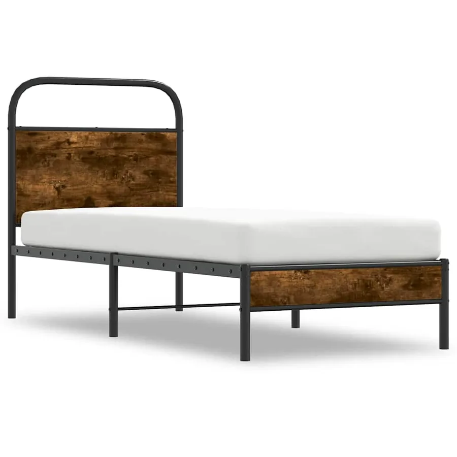 Cadre de lit sans matelas 80x200cm chêne fumé bois d'ingénierie - 3
