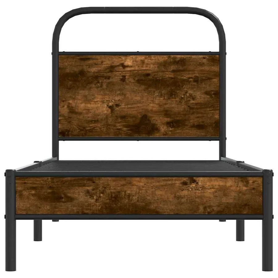 Cadre de lit sans matelas 80x200cm chêne fumé bois d'ingénierie - 5