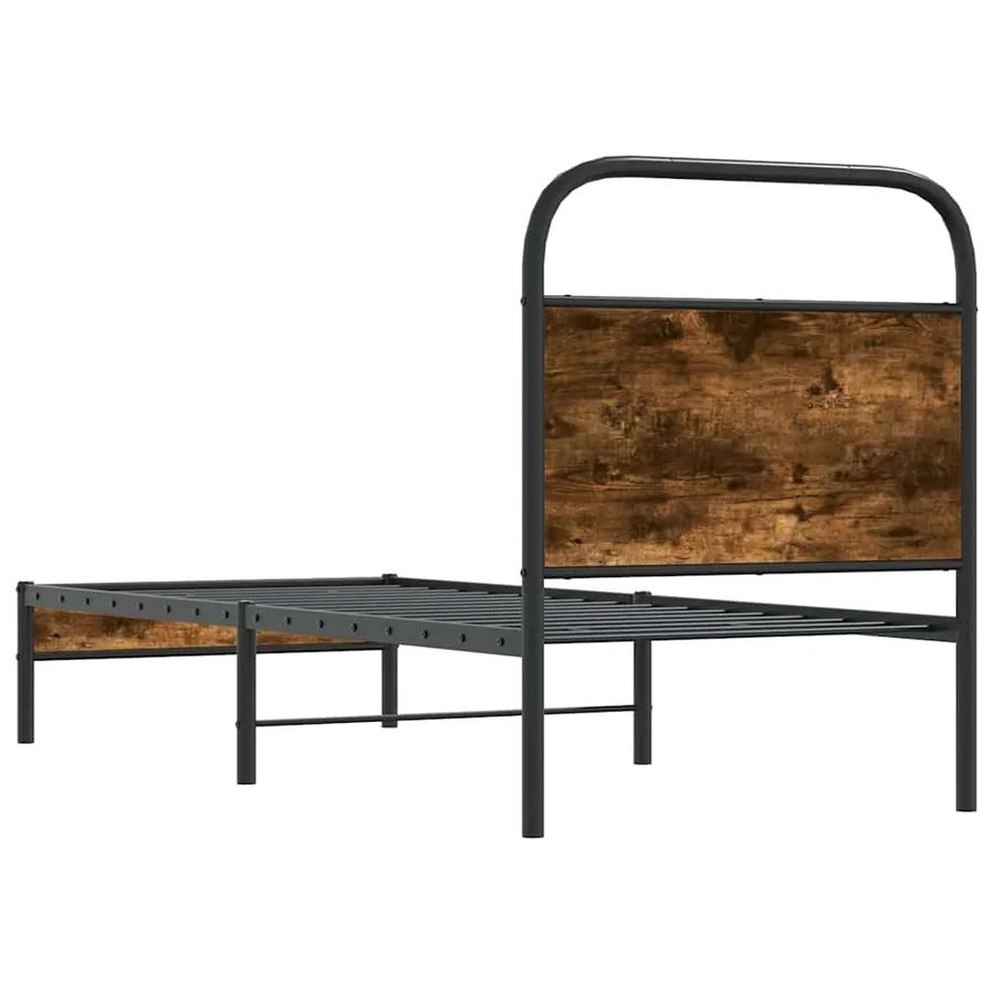 Cadre de lit sans matelas 80x200cm chêne fumé bois d'ingénierie - 7
