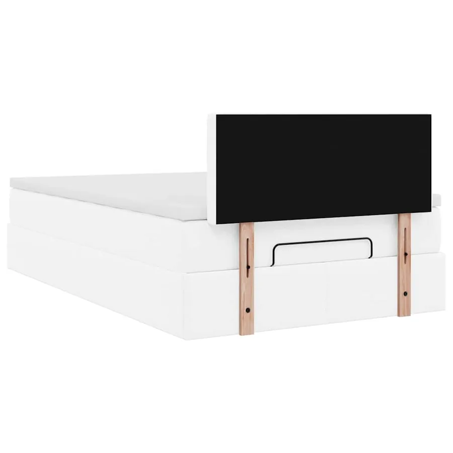 Cadre de lit ottoman avec matelas blanc 120x190 cm similicuir - 11