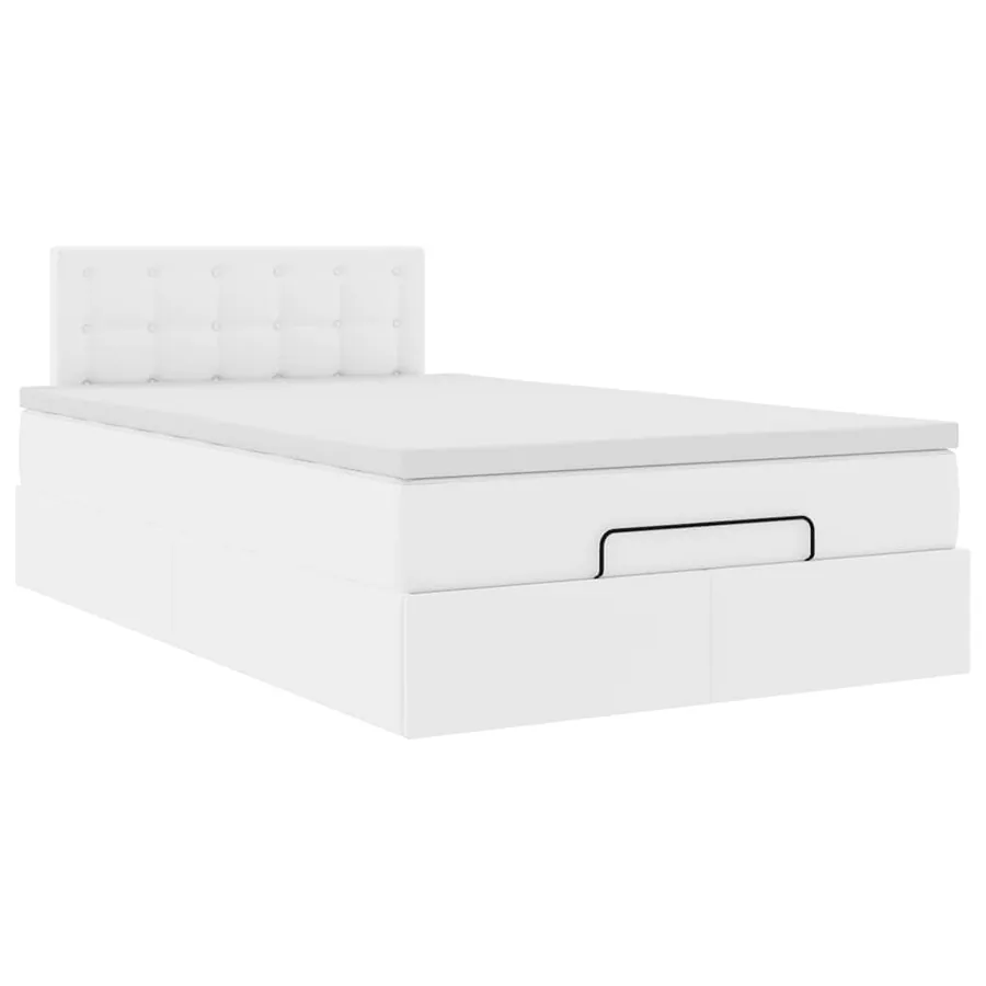 Cadre de lit ottoman avec matelas blanc 120x190 cm similicuir - 6