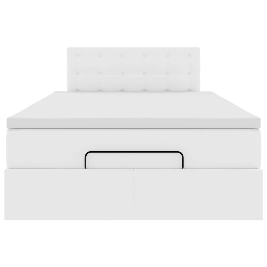 Cadre de lit ottoman avec matelas blanc 120x190 cm similicuir - 7