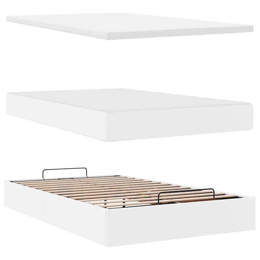 Cadre de lit ottoman avec matelas blanc 120x190 cm similicuir - 8