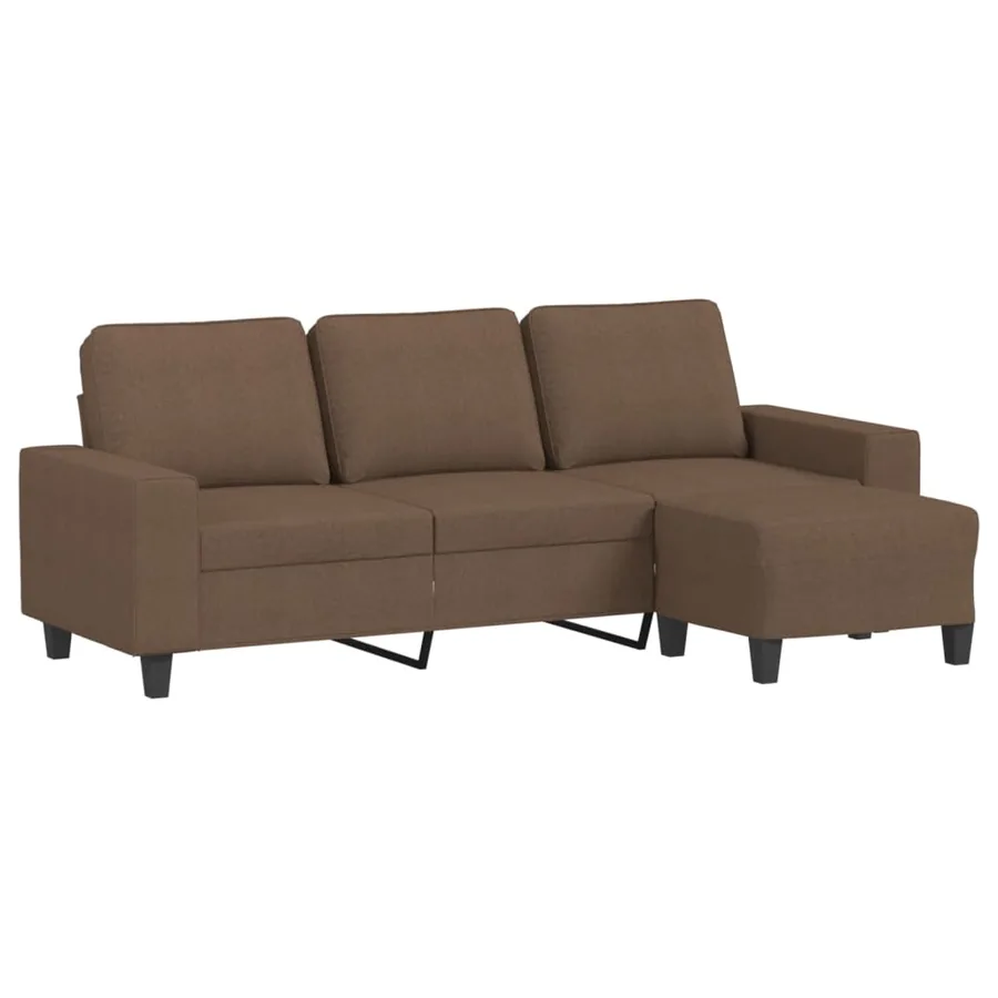 Canapé à 3 places avec repose-pieds Marron 180 cm Tissu - 2