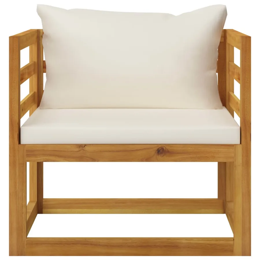Salon de jardin 8 pcs avec coussin Crème Bois d'acacia solide - 16