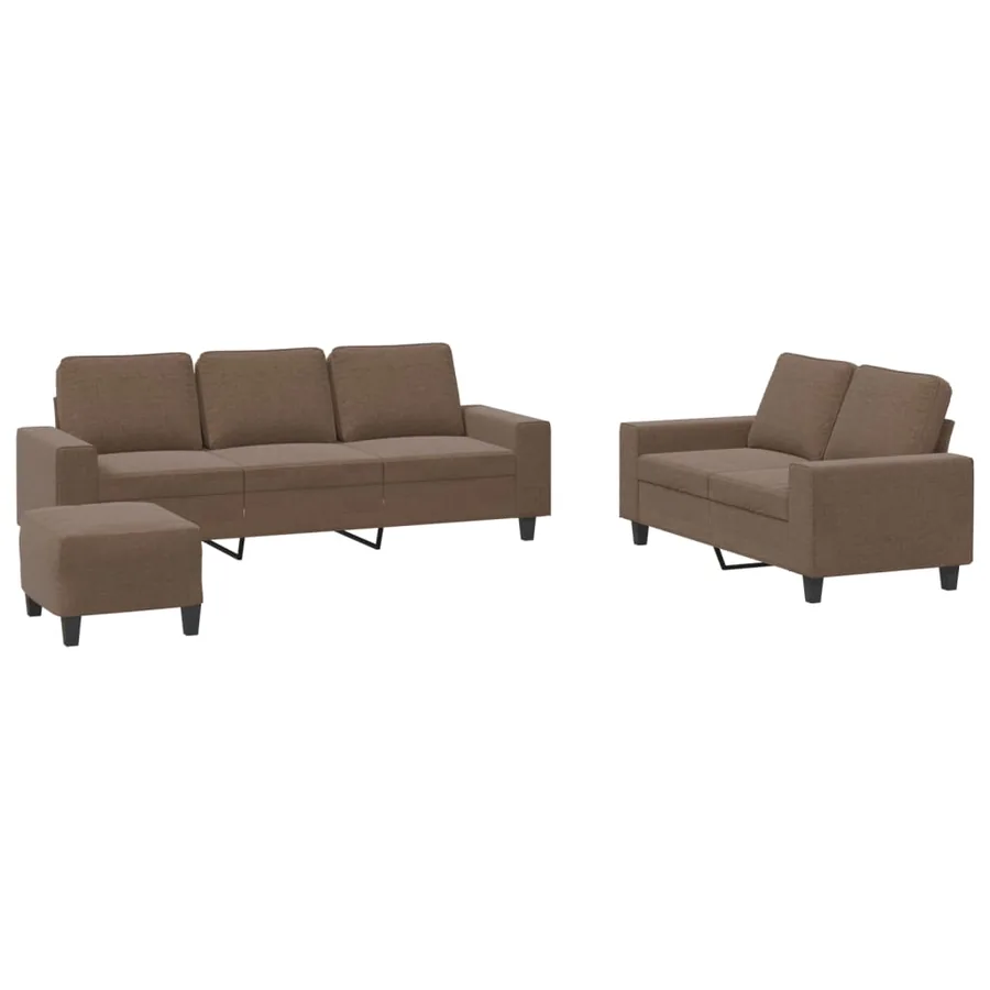 Ensemble de canapés 3 pcs marron tissu - 2