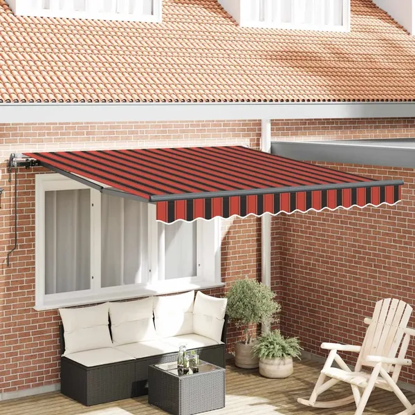 Auvent rétractable Rouge et Noir 350 x 250 cm