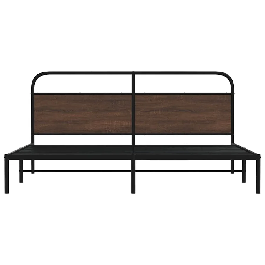 Cadre de lit en métal sans matelas chêne marron 183x213 cm - 5
