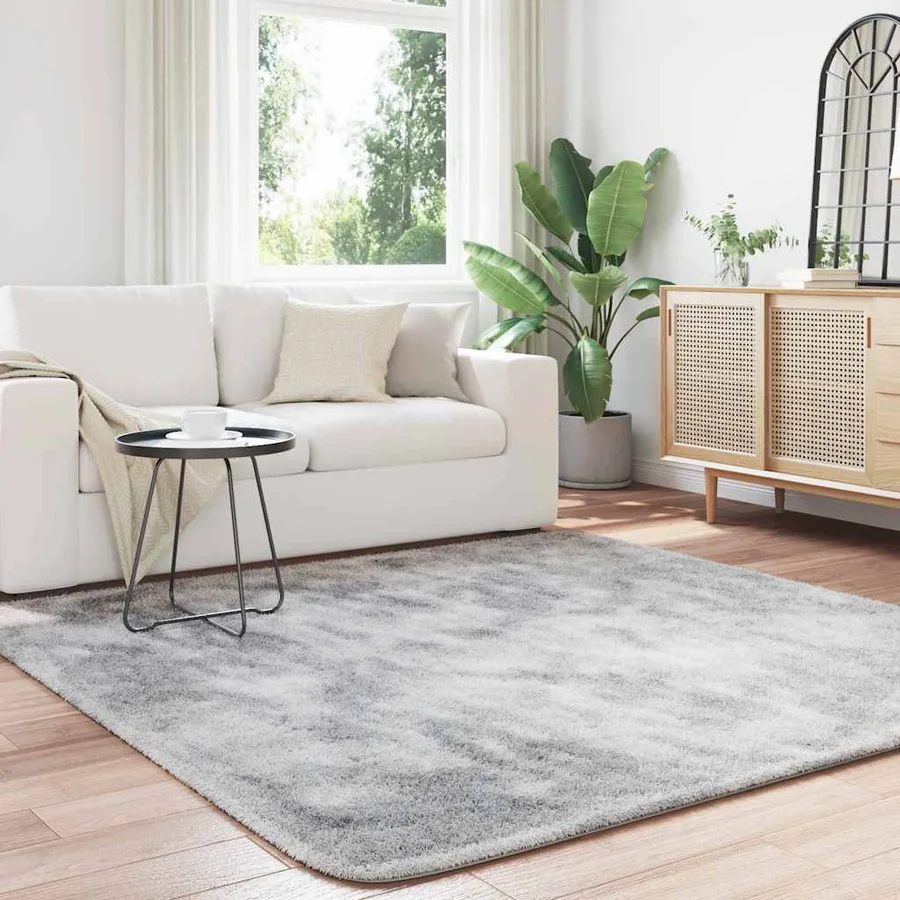 Tapis shaggy à poils longs NAVARRA gris argenté 200x200 cm - 3