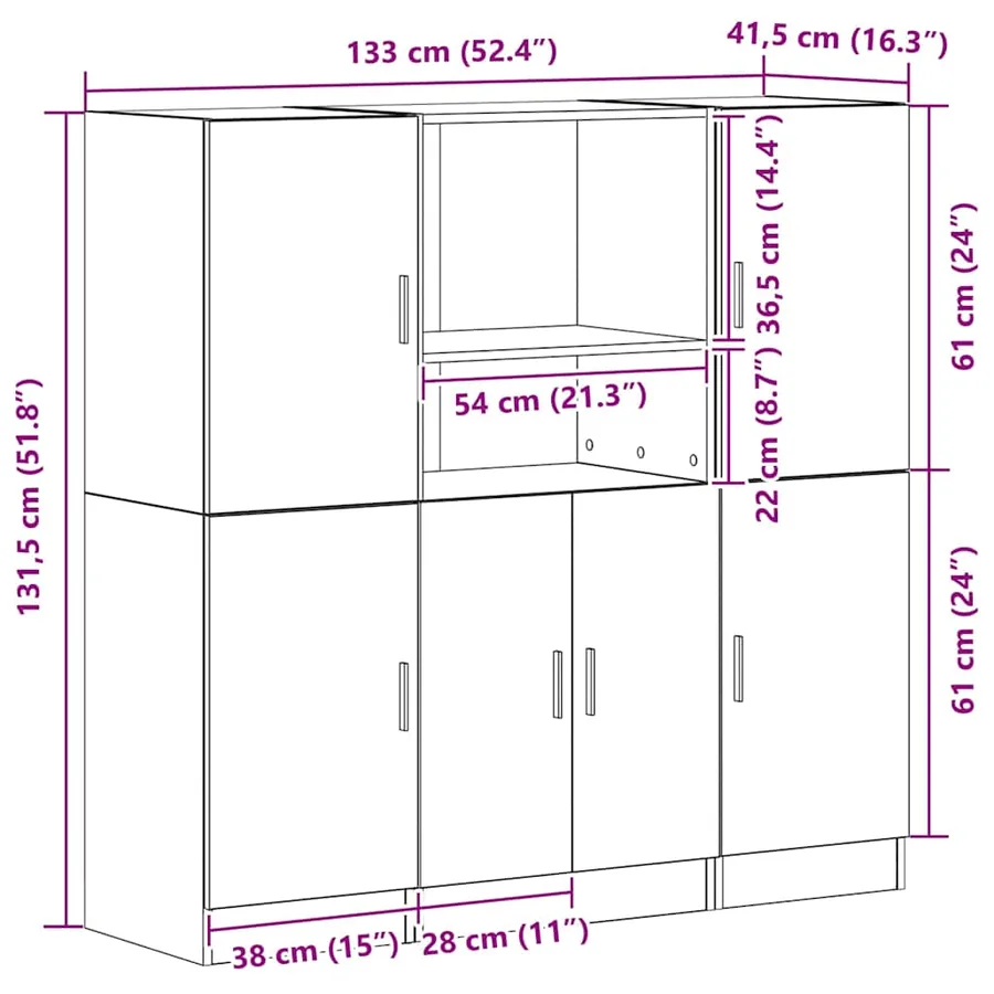 Ensemble d'armoires de cuisine 3 pcs chêne sonoma - 12