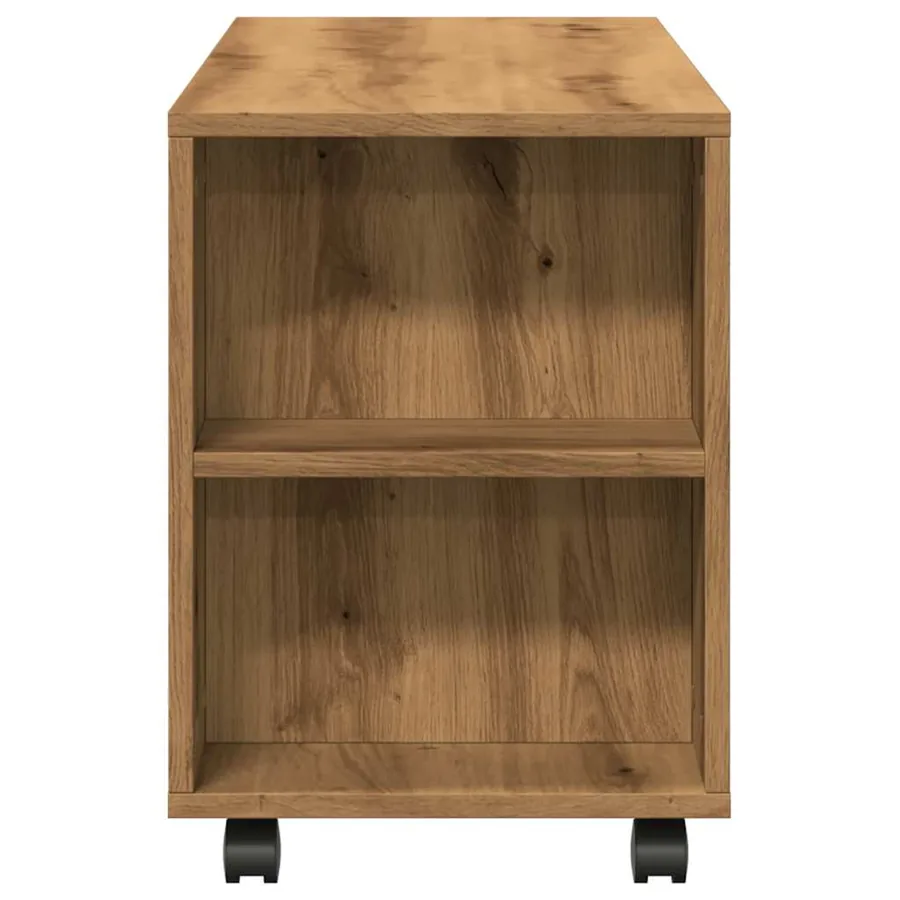 Meuble TV avec roulettes chêne artisanal bois d'ingénierie - 6